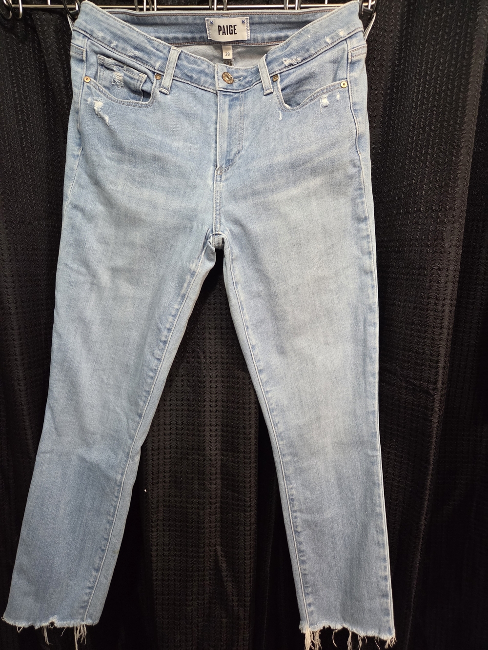 PAIGE Light Wash High-Rise Cropped Skinny Jeans
